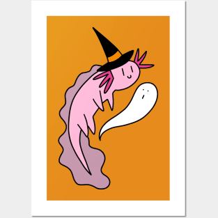 Witch Axolotl and Ghost Posters and Art